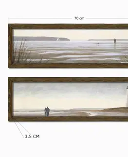 Obrazy Wallity Sada obrazů Lighthouse 2 ks 19x70 cm hnědá