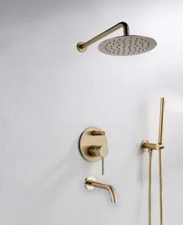 Sprchy a sprchové panely Podomítkový vanový a sprchový set + box Rea Lungo zlatý