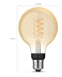 LED žárovky Philips HUE white LED Filament žárovka E27 G93 7W 550lm 2100K IP20, stmívatelná