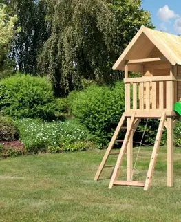 Prolézačky Dětská hrací věž se skluzavkou Dekorhome Zelená