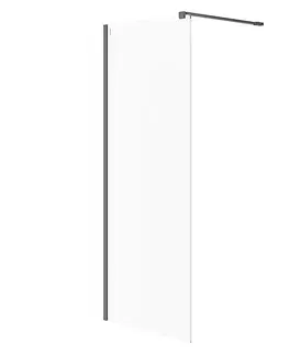 Sprchové zástěny CERSANIT Sprchová zástěna WALK-IN MILLE 80X200, černá, průhledné sklo S161-007