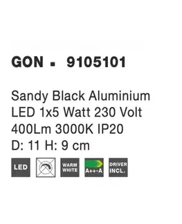 LED bodová svítidla NOVA LUCE bodové svítidlo GON černý hliník LED 5W 230V 3000K IP20 9105101