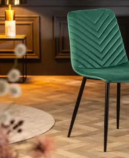 Luxusní jídelní židle Estila Retro designová jídelní židle Forisma se zeleným sametovým potahem 87cm