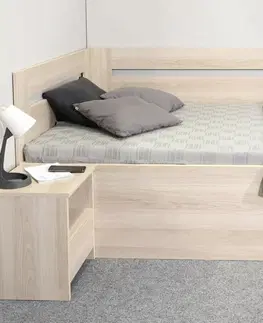 s úložným prostorem Rohová postel Richardo 90x200 s úložným prostorem a roštem, levá