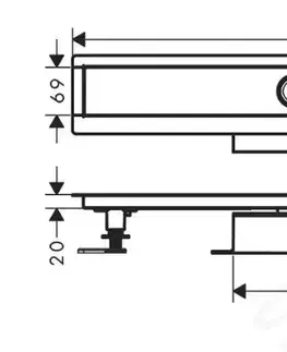 Sprchové kouty HANSGROHE uBox universal Set pro plochou instalaci lineárního sprchového žlabu 800 mm, nerez 56018180