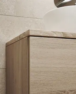 Koupelnový nábytek MEREO Aira, koupelnová skříňka s keramickým umyvadlem 61 cm, dub Halifax CN740