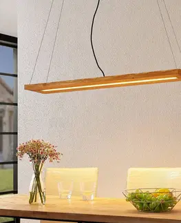 Závěsná světla Lindby Lindby Nesaja dřevěné LED závěsné svítidlo
