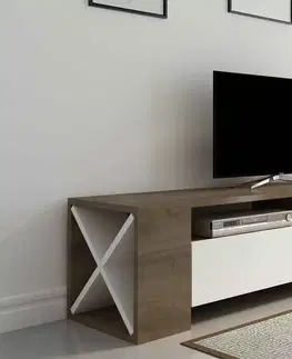TV stolky Sofahouse Designový TV stolek Gedali 155 cm ořech bílý