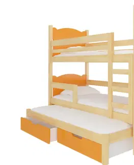Postele ArtAdrk Dětská patrová postel LETICIA Barva: borovice / oranžová