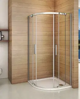 Sprchové vaničky H K Čtvrtkruhový sprchový kout HARMONY S4 90 cm s dvoudílnými posuvnými dveřmi a sprchovou vaničkou z litého mramoru