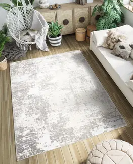 Moderní koberce Krémový designový koberec s šedým abstraktním vzorem