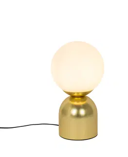 Stolni lampy Hotelová elegantní stolní lampa zlatá s opálovým sklem - Pallon Trend
