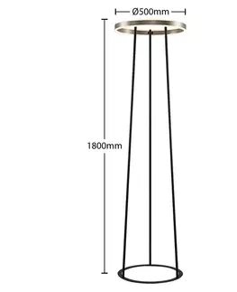 Stojací lampy Lucande Lucande Seppe LED stojací lampa, Ø 50 cm, nikl