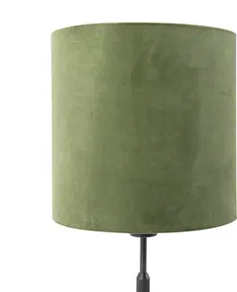 Stolni lampy Stolní lampa černá s velurovým odstínem zelená se zlatem 25 cm - Parte