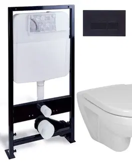 WC sedátka PRIM předstěnový instalační systém s černým tlačítkem  20/0044 + WC JIKA LYRA PLUS + SEDÁTKO DURAPLAST PRIM_20/0026 44 LY6