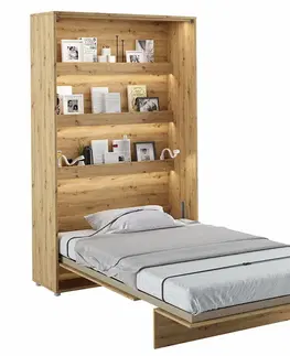 bez úložného prostoru Vysoká sklápěcí postel ve skříni MONTERASSO, 120x200, dub artisan