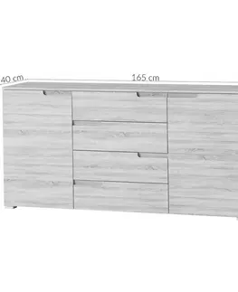 Komody Szynaka Komoda Selene M8 165 cm bílá lesk/mat