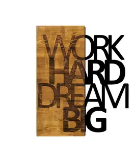 Bytové doplňky a dekorace Wallity Nástěnná dřevěná dekorace WORK DREAM hnědá/černá