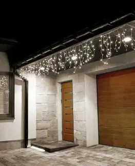 Vánoční řetězy a lamety MULTISTORE Světelný LED závěs TERR rampouchy 19 m teplá bílá