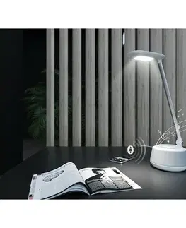 Lampičky Panlux Stolní LED lampa Moana Music s bluetooth reproduktorem bílá, 6 W