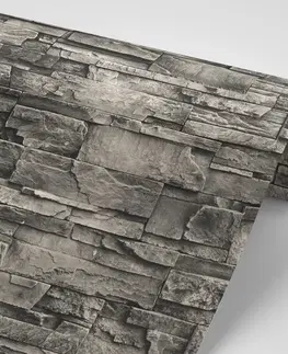 Tapety s imitací cihly, kamene a betonu Fototapeta kamenná stěna s hnědým nádechem