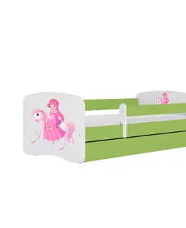 Dětské postýlky Kocot kids Dětská postel Babydreams princezna na koni zelená, varianta 80x180, se šuplíky, bez matrace
