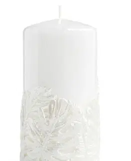 Svíčky Mondex Malá svíčka Monstera New 13 cm bílá