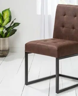 Luxusní jídelní židle Estila Designová hnědá čalouněná jídelní židle Vesoul s kovovou konstrukcí 86cm