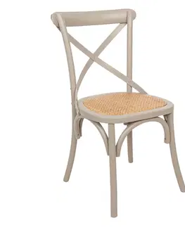 Jídelní stoly Šedá dřevěná židle s patinou Retro - 46*42*87 cm Clayre & Eef 5H0422