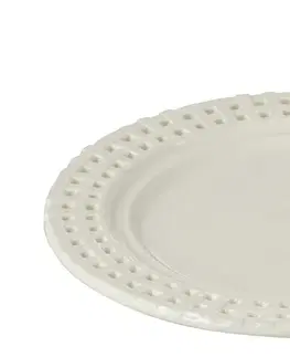 Talíře Bílý keramický dezertní talíř Hella White - Ø20*2 cm J-Line by Jolipa 34644