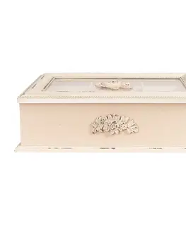 Dózy na potraviny Růžový box zdobený růžemi a s přihrádkami (6) - 32*26*9 cm Clayre & Eef 6H2029