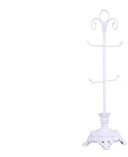 Podnosy a tácy Bílý kovový stojan na noze na hrnky - Ø 14*54 cm Chic Antique 39038601 (39386-01)