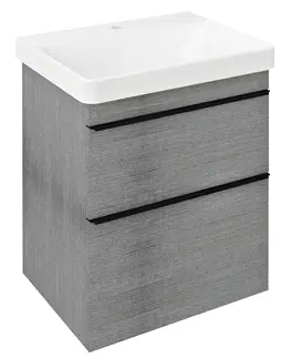 Koupelnový nábytek SAPHO SITIA umyvadlová skříňka 56,4x70x44,2cm, 2xzásuvka, dub stříbrný SI060-1111