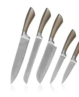 Kuchyňské nože Banquet Sada nožů Metallic Platinum, 5 ks a nerezový stojan