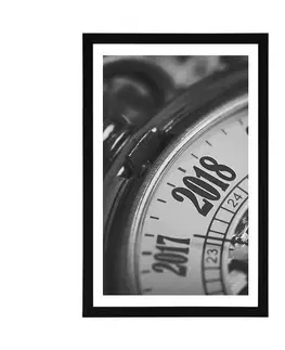 Černobílé Plakát s paspartou vintage kapesní hodinky v černobílém provedení