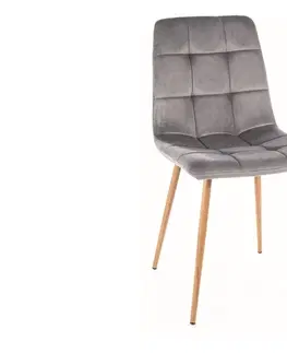 Jídelní sety Jídelní židle MILA VELVET dub Signal Modrá