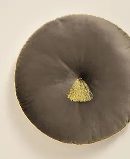 Dekorační polštáře Elegantní hnědý velurový kulatý dekorativní polštář