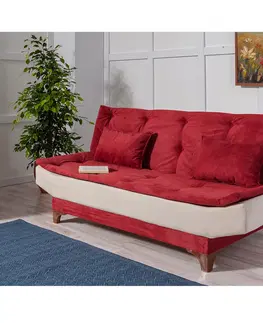 Pohovky a gauče Pohovka s lůžkem KELEBEK trojmístná červená krémová