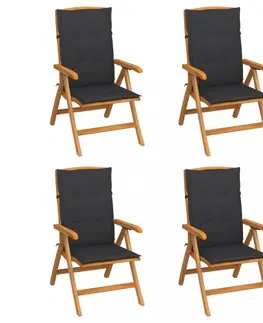 Zahradní židle Zahradní židle 4 ks teak / látka Dekorhome Krémová