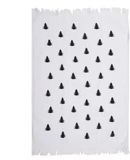 Utěrky Bílý kuchyňský froté ručník se stromky Black&White X-Mas - 40*66 cm Clayre & Eef TBWX