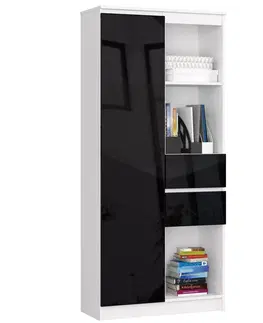 Šatní skříně Ak furniture Skříň Rexa II 80 cm bílá/černá