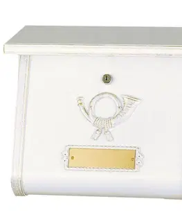 Nástěnné poštovní schránky Heibi Umělecká poštovní schránka MULPI bílá-zlatá patina