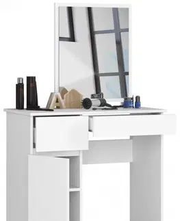 Toaletní stolky Ak furniture Kosmetický stolek se zrcadlem P-2 II 90x50 cm bílý levý