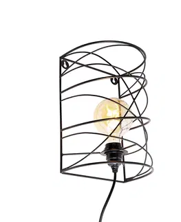 Nastenna svitidla Designové nástěnné svítidlo černé - Spira