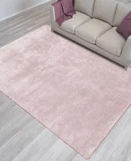 Chlupaté koberce Růžový koberec s vyšším vlasem Šírka: 80 cm | Dĺžka: 300 cm