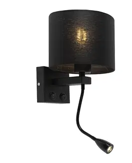 Nastenna svitidla Moderní nástěnná lampa černá s černým odstínem - Brescia