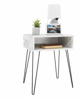 Konferenční stolky Příruční stolek Honej, bílá, 45 x 35 x 58 cm