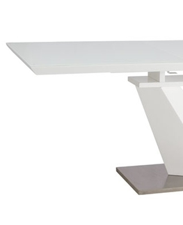 Jídelní stoly Rozkládací jídelní stůl UPERY III 160x90 cm, bílé sklo/bílá 