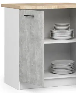 Kuchyňské dolní skříňky Ak furniture Kuchyňská skříňka Olivie S 80 cm 2D bílá/beton/dub sonoma