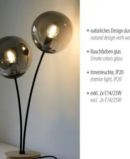 Designové stolní lampy LEUCHTEN DIREKT is JUST LIGHT LED stolní lampa dřevo kouřová barva šňůrový vypínač IP20 do interiéru LD 11390-79